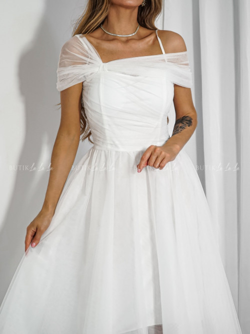 Sukienka tiulowa asymetryczna biała Somi