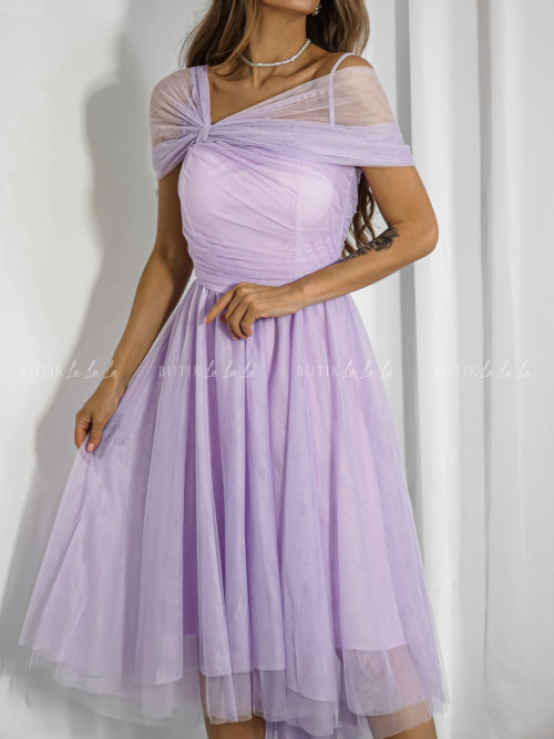 Sukienka tiulowa asymetryczna liliowa Somi