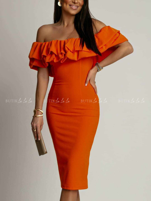 Sukienka mini z falbanami pomarańczowa Danisa