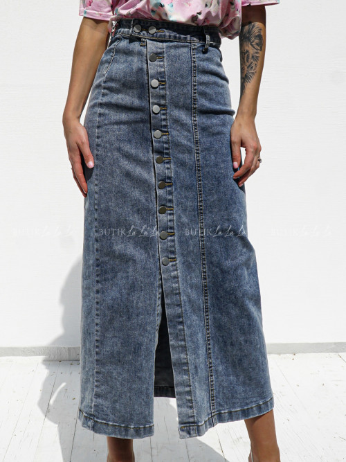Spódnica jeansowa z guzikami Perlos