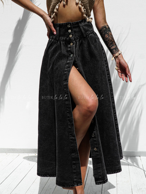 Spódnica trapezowa jeansowa czarna Kyllie