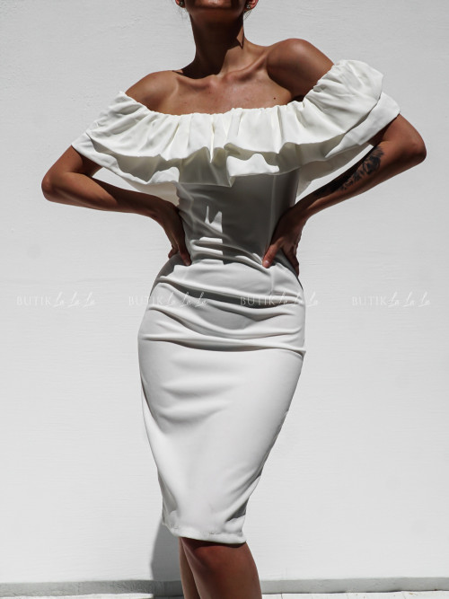 Sukienka mini z falbanami biała Danisa