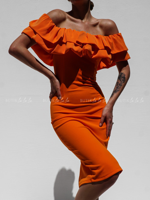 Sukienka mini z falbanami pomarańczowa Danisa