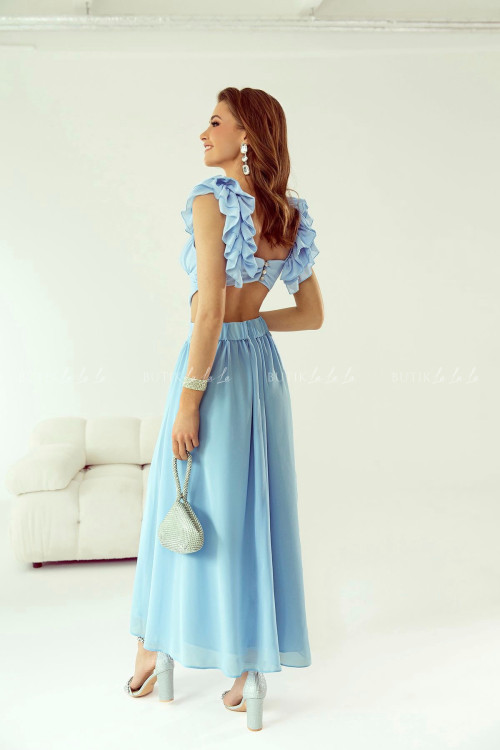 Sukienka z wycięciami błękitna Drola