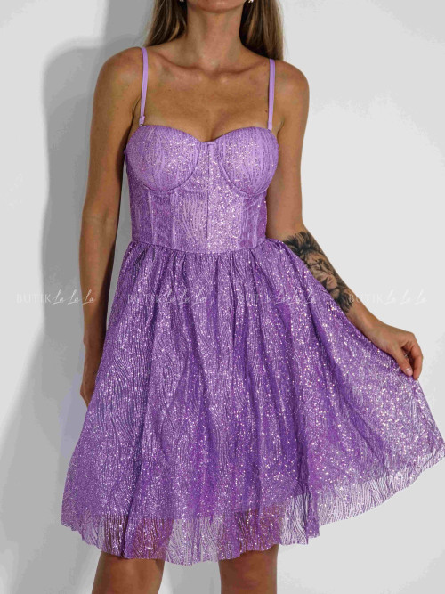 Sukienka fioletowa brokatowa Sabine