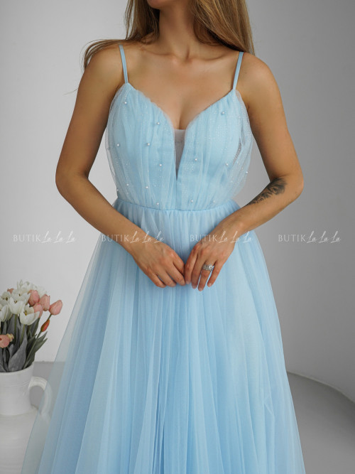 Sukienka maxi tiulowa błękitna Princess