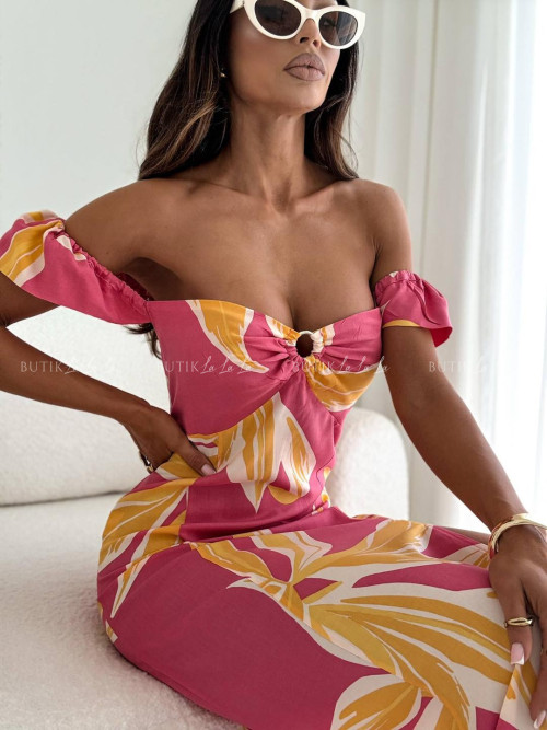 Sukienka maxi w wielokolorowy print Demnie