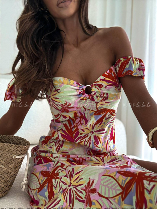 Sukienka maxi w wielokolorowy print Demnie