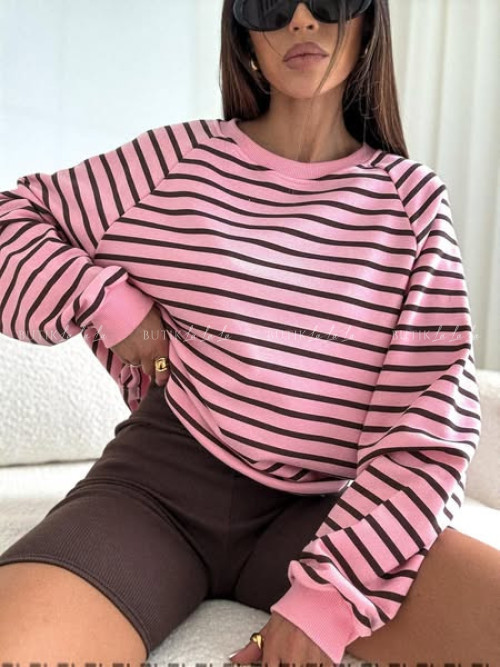 Bluza różowa w brązowe paski Bocca
