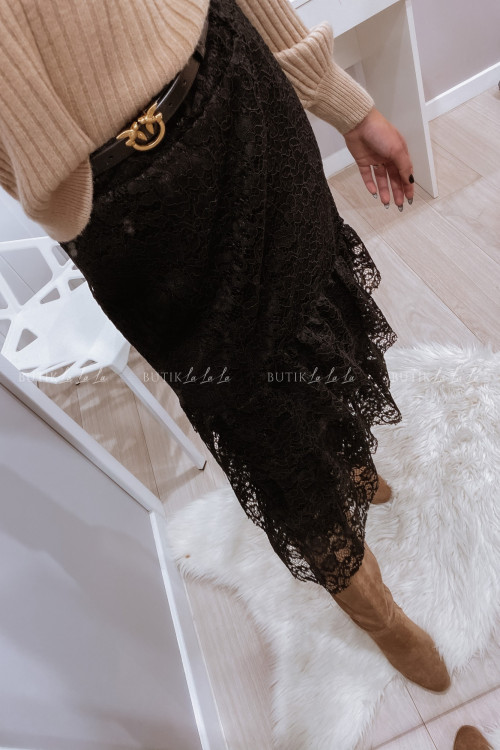 Lipsy Sp\u00f3dnica z falbanami czarny Elegancki Moda Spódnice Spódnice z falbanami 