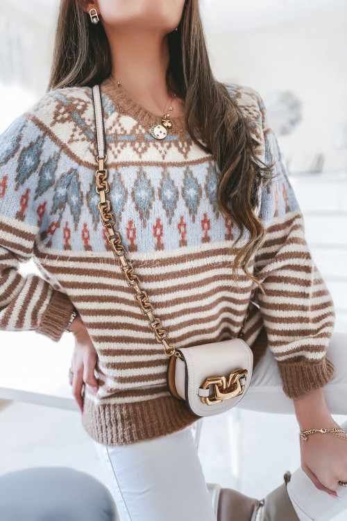 Sweter w kolorowe wzory Filippo 3