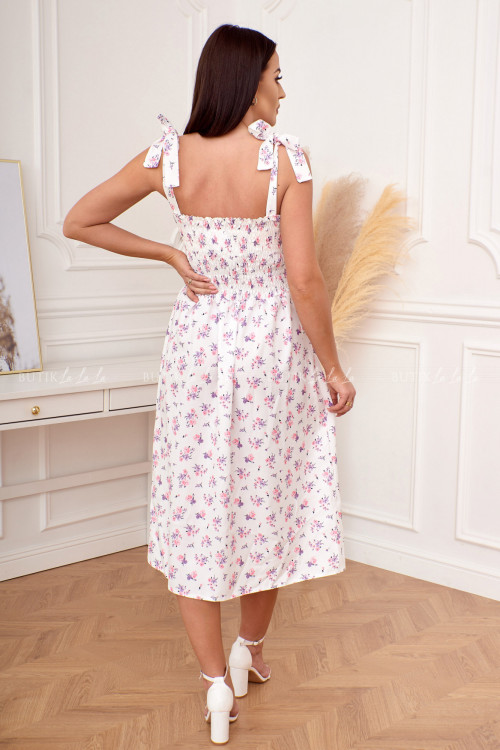 sukienka biała w kwiatki San 1