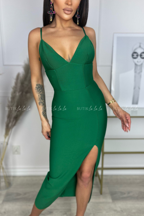 Sukienka dopasowana zielona Carmen