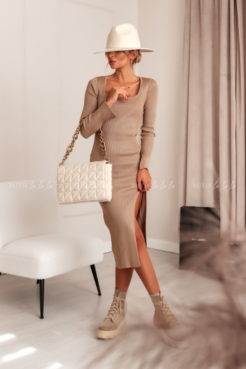 Sukienka midi dzianinowa beżowa Sabina 7