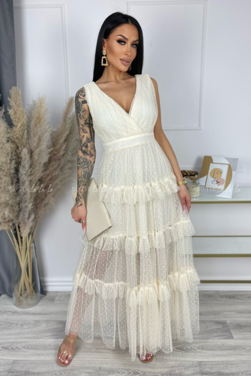 Sukienka maxi kremowa Andromeda 2