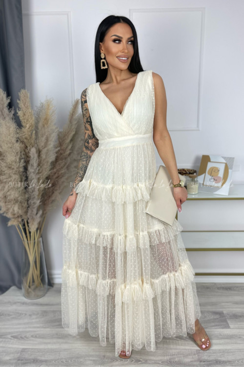 Sukienka maxi kremowa Andromeda 1