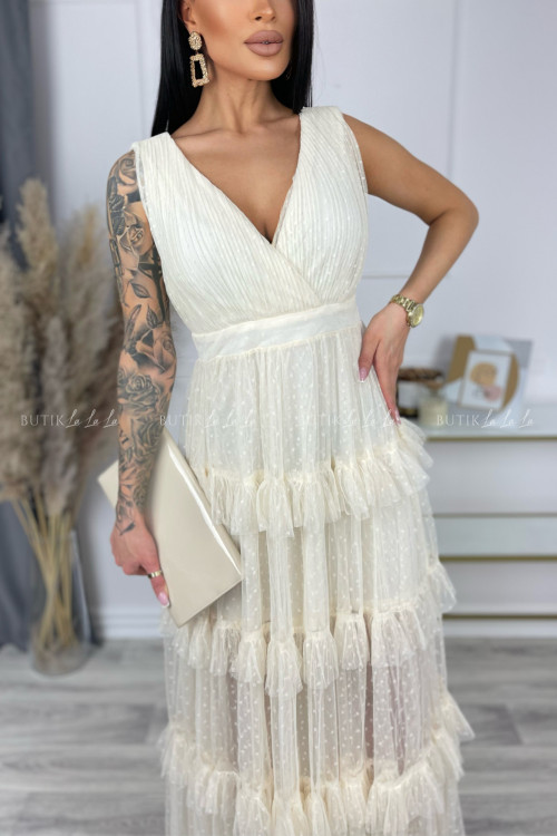 Sukienka maxi kremowa Andromeda