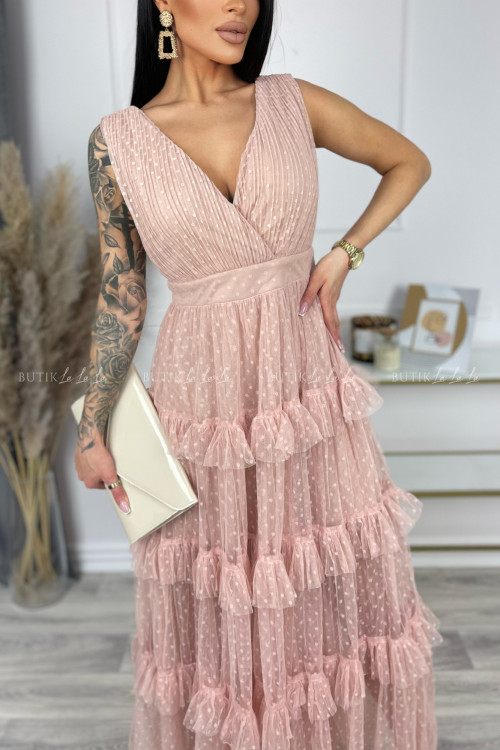 Sukienka maxi pudrowa Andromeda