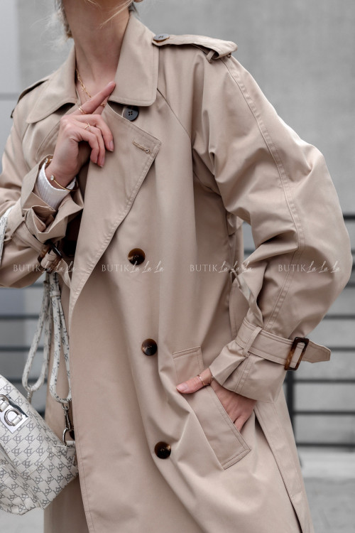 Płaszcz beżowy typu trencz Paris
