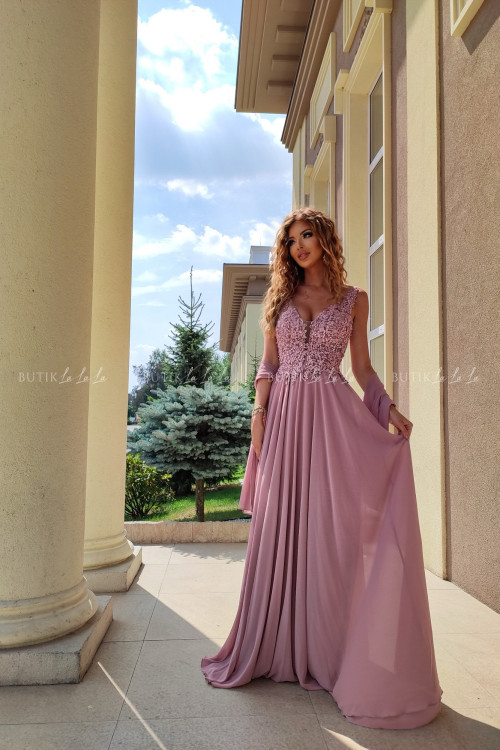 Sukienka maxi pudrowa Jagoda