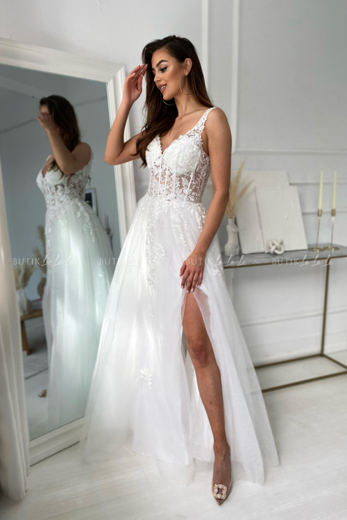 Sukienka maxi tiulowa biała Florence