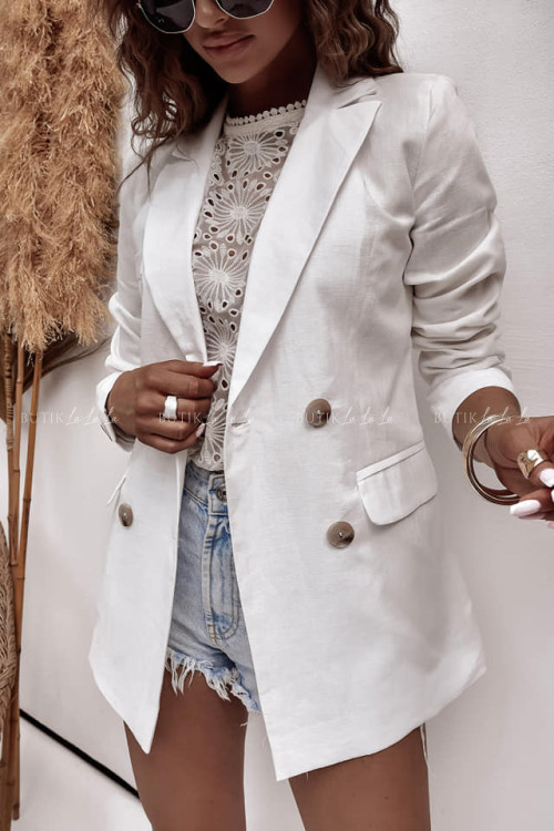 Marynarka z domieszką lnu ecru Sabrina