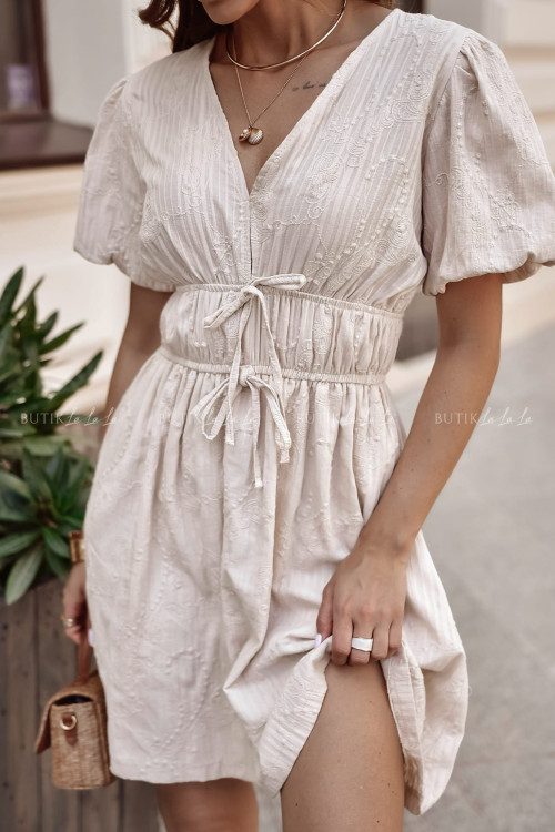Sukienka beżowa biała Pryma