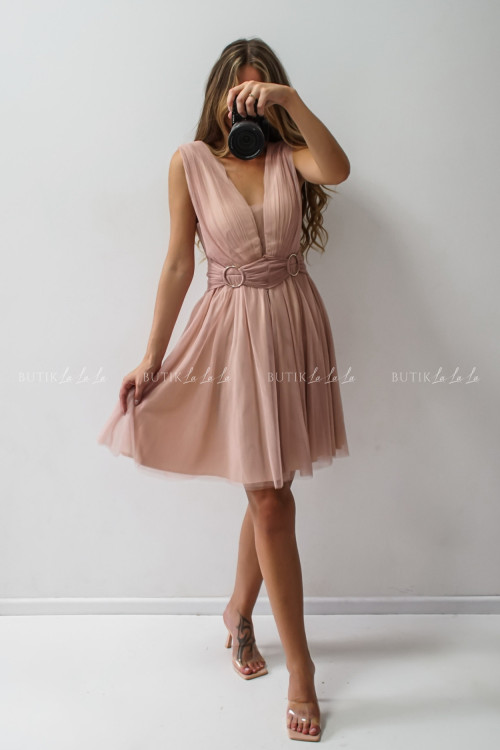Sukienka mini pudrowa 2