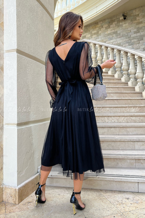 sukienka czarna midi z połyskującą siateczką Vanessa 3