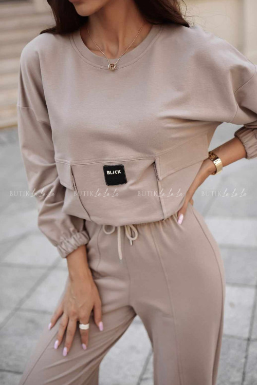 Komplet bawełniany ciemno beżowy Neron