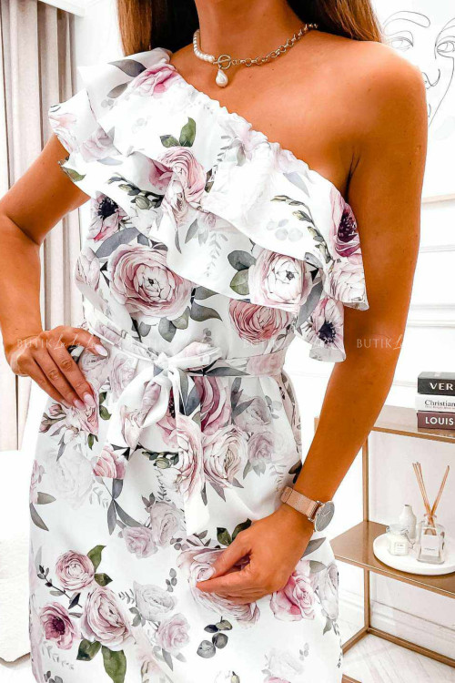 sukienka na jedno ramię w kwiaty Doretti