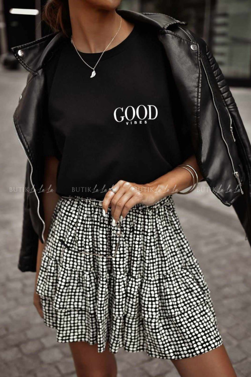 Bluzka czarna z napisem Good Vibes
