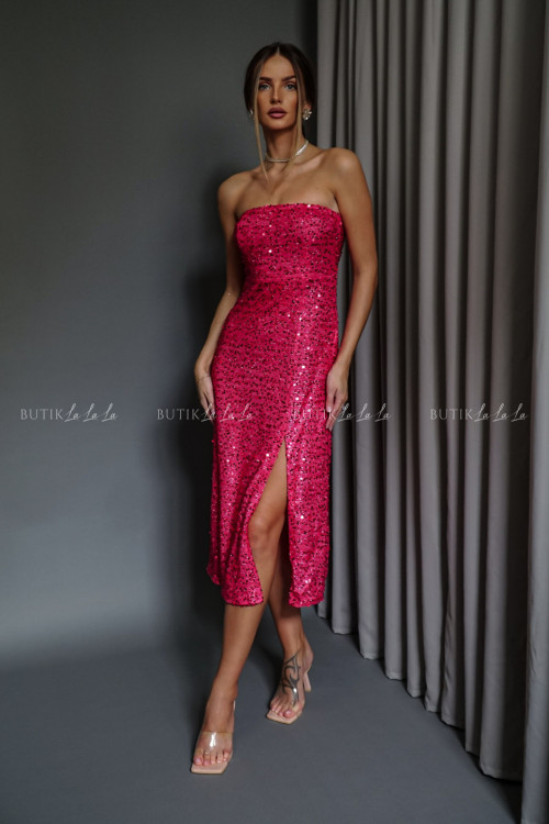 Sukienka midi cekinowa Różowa Friday 1