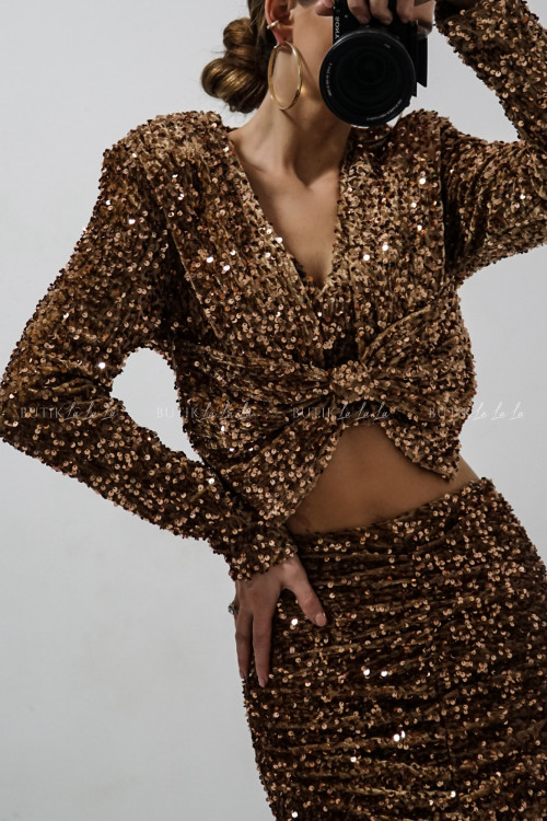 Komplet cekinowy brązowy Lamenco