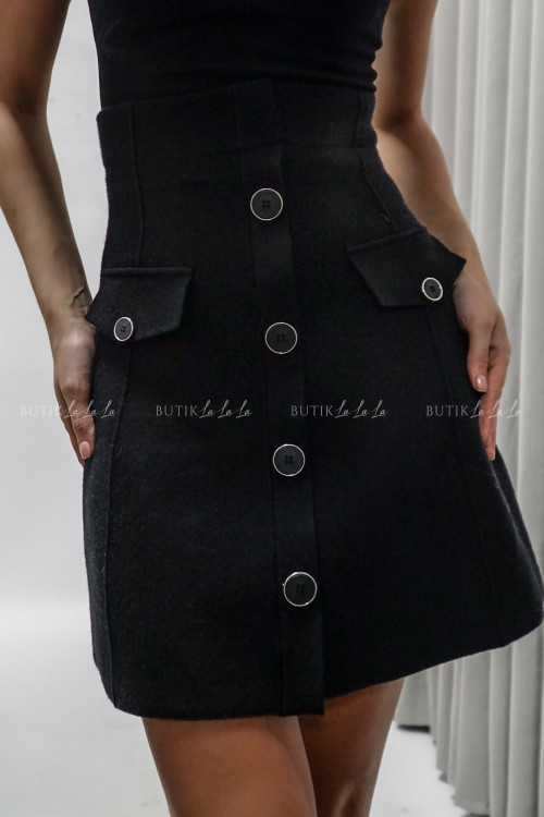 Spódnica czarna z guzikammi Enso