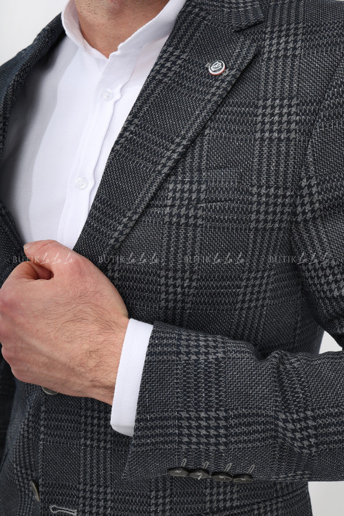 Marynarka męska szaro -granatowa w kratę 3