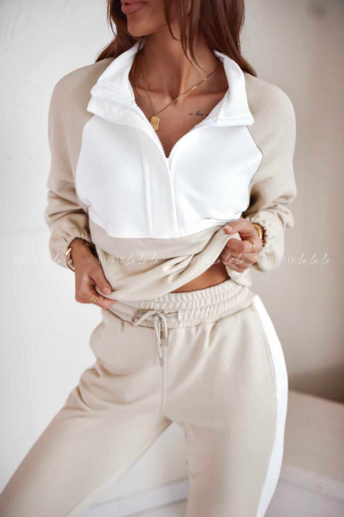 Komplet bawełniany beżowo biały Merlos