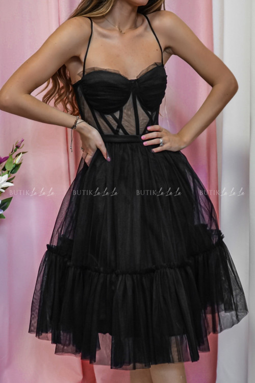 Sukienka tiulowa czarna Elerta