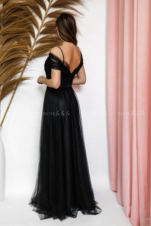 Sukienka maxi tiulowa czarna Lavielle 1