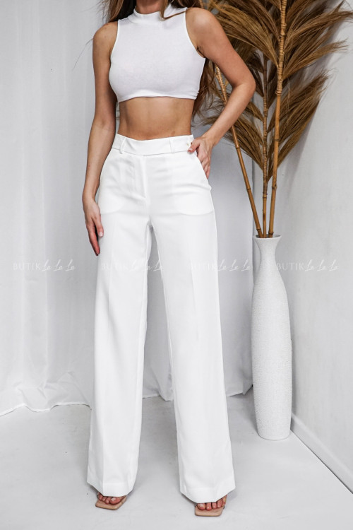 Spodnie z prostą nogawką białe Cesary