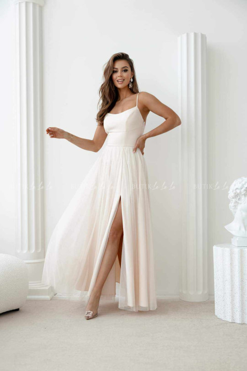 Sukienka z tiulowym dołem kremowa Lolita