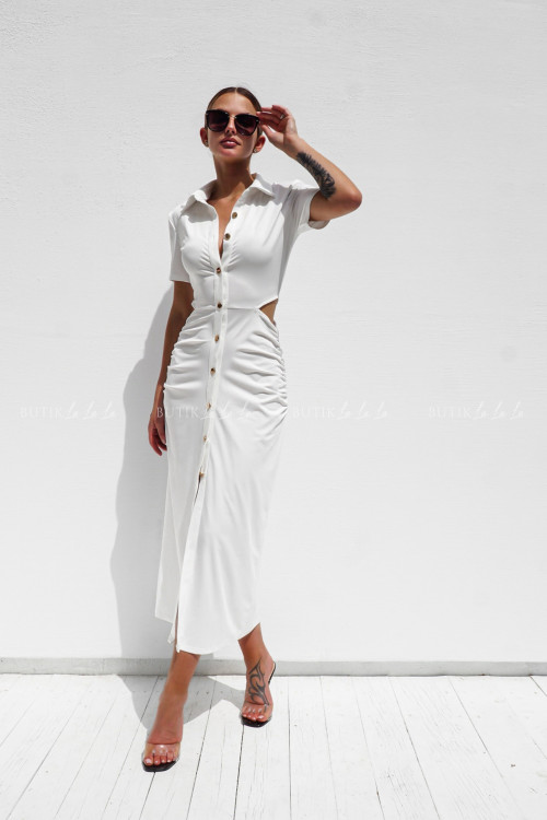 Sukienka z kołnierzykiem biała Wenezuela 2