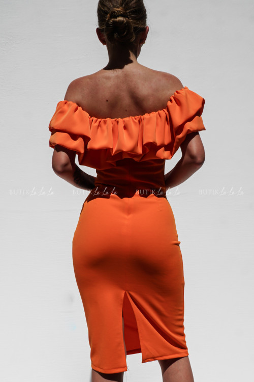 Sukienka mini z falbanami pomarańczowa Danisa 2