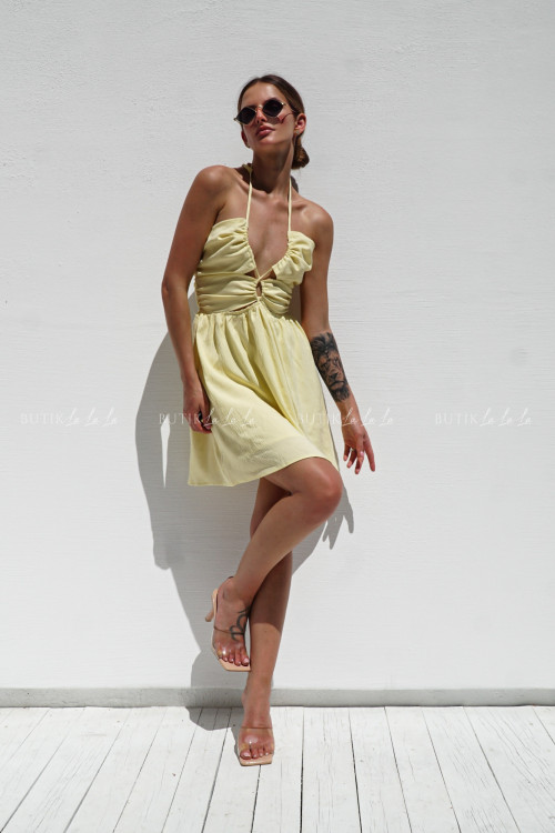 Sukienka z wycięciami żółta Caprisse 2