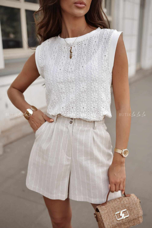 Bluzka na ramiączka kremowo biała Sandra