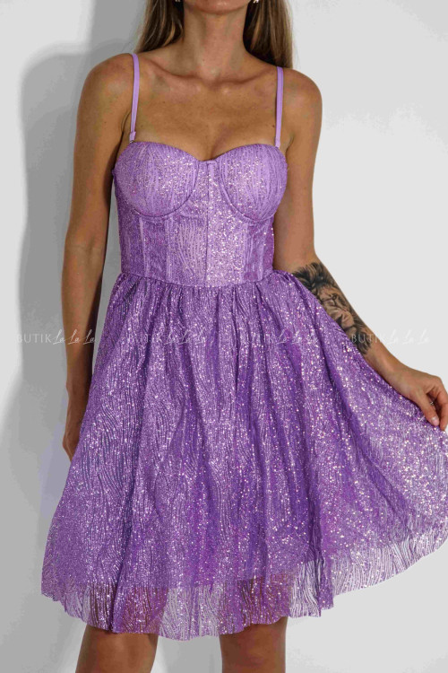 Sukienka fioletowa brokatowa Sabine