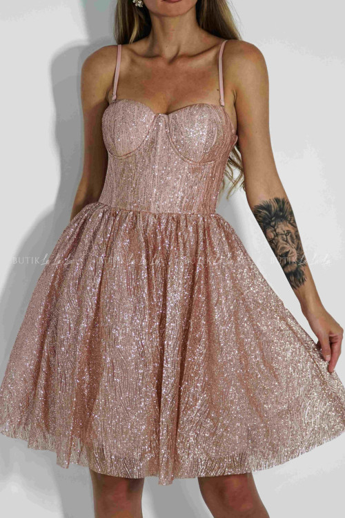 Sukienka pudrowa brokatowa Sabine