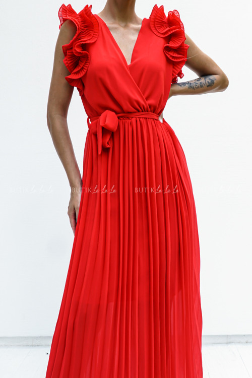 Sukienka z plisowanym dołem czerwona Feliks