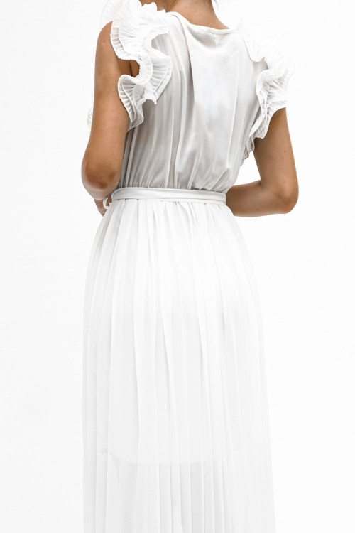 Sukienka z plisowanym dołem biała Feliks 1