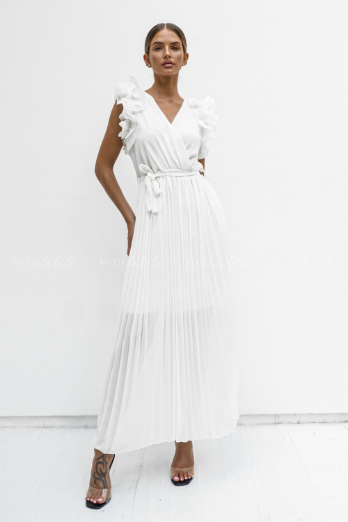 Sukienka z plisowanym dołem biała Feliks 2